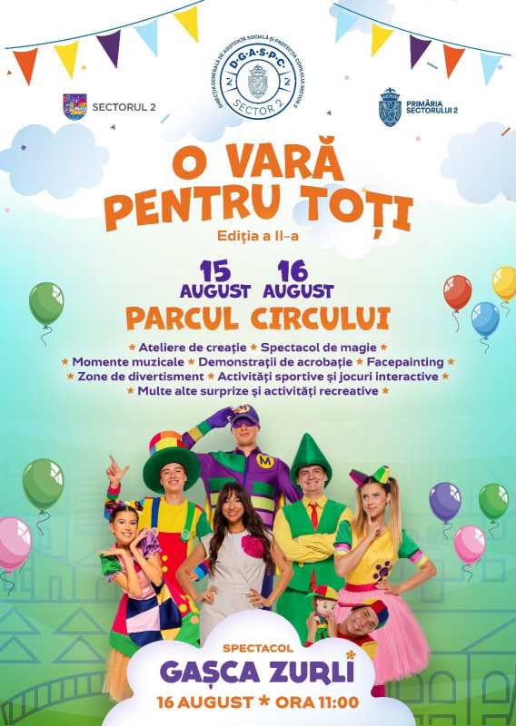 Sector 2: Activități recreative și momente artistice, în trei parcuri, în cadrul programului ‘O Vară pentru Toți’