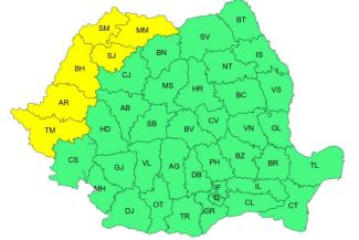 Cod galben de caniculă, duminică, în șase județe din vest și nord-vest