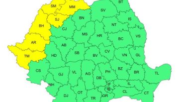 Cod galben de caniculă, duminică, în șase județe din vest și nord-vest