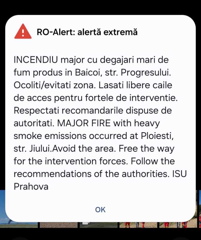 Prahova: Incendiu cu degajări mari de fum la o hală cu deșeuri și mase plastice; a fost emis mesaj RO-ALERT