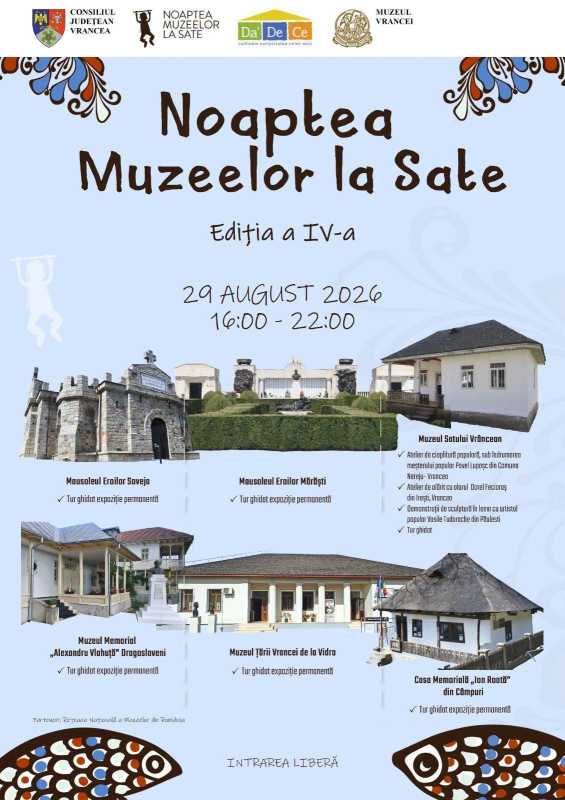 Vrancea: Muzeele din mediul rural vor putea fi vizitate gratuit la ”Noaptea Muzeelor la Sate”