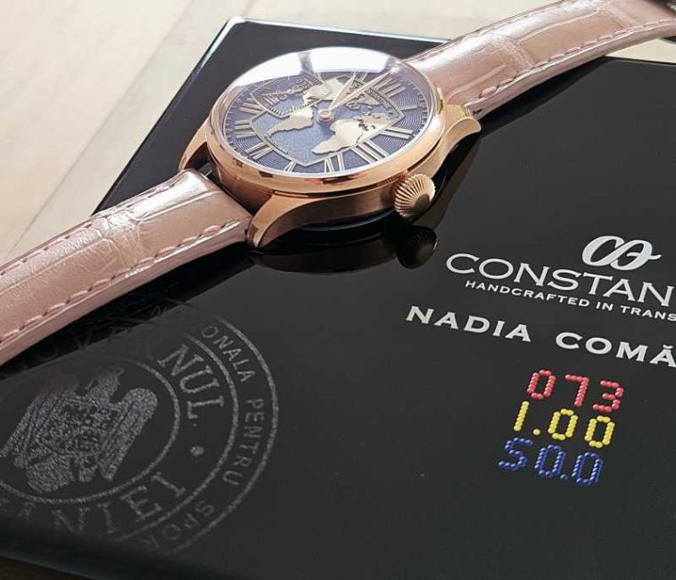 Mureș: Ceas personalizat pentru Nadia Comăneci cu primul 10 olimpic, creat de un artizan independent de ceasuri mecanice