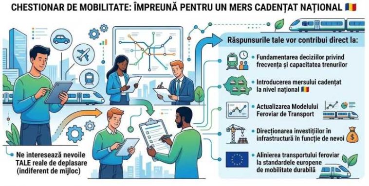 ARF lansează chestionarul de mobilitate, pentru introducerea mersului de tren cadențat în jurul marilor orașe