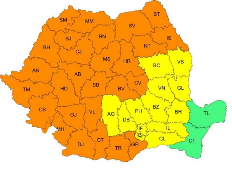 Cod portocaliu de caniculă în 27 de județe, vineri; temperaturile ating 40 de grade
