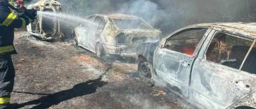 Mureș: Cinci mașini au fost afectate în urma unui incendiu de vegetație uscată, la Sighișoara