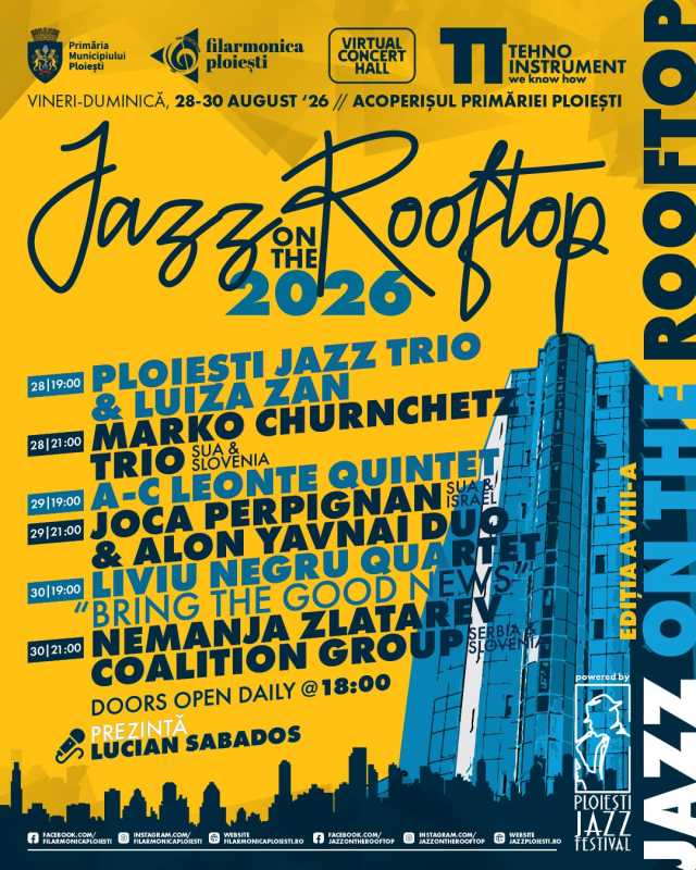 Prahova: Jazz on the Rooftop – concerte pe acoperișul Primăriei Ploiești și expoziții de artă