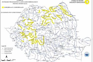 INHGA: Cod galben de viituri pe râuri din 19 județe, până miercuri la miezul nopții
