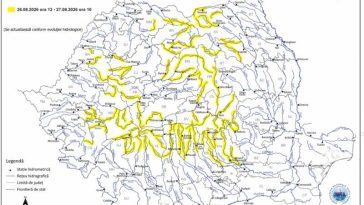 INHGA: Cod galben de inundații pe râuri din 17 bazine hidrografice, până joi dimineața