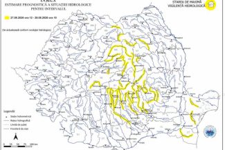 INHGA: Cod galben de viituri pe râuri din 21 de județe, până vineri dimineața
