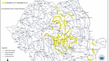 INHGA: Cod galben de viituri pe râuri din 21 de județe, până vineri dimineața