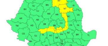 ANM: Cod galben de averse și vijelii în zone din zece județe, pe parcursul zilei de duminică
