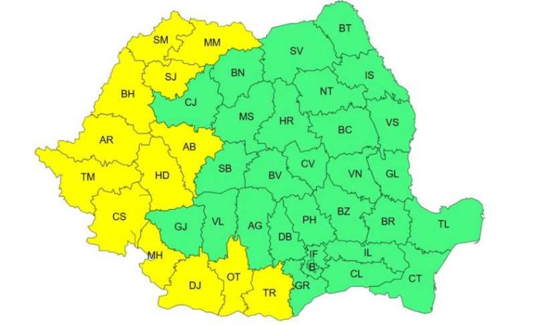 Meteorologi: Cod galben de caniculă pe raza a 13 județe, luni