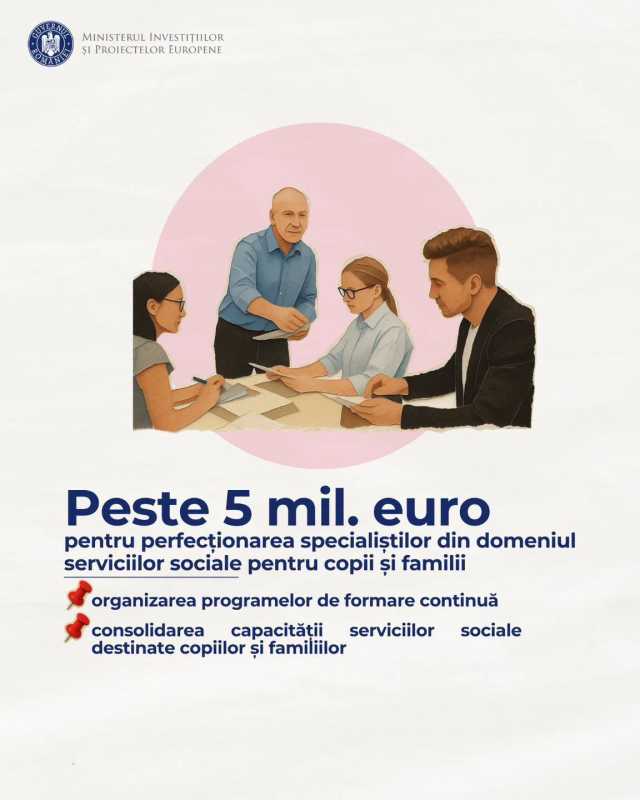 Apel de proiecte de peste cinci milioane de euro pentru programe de formare continuă în domeniul serviciilor sociale