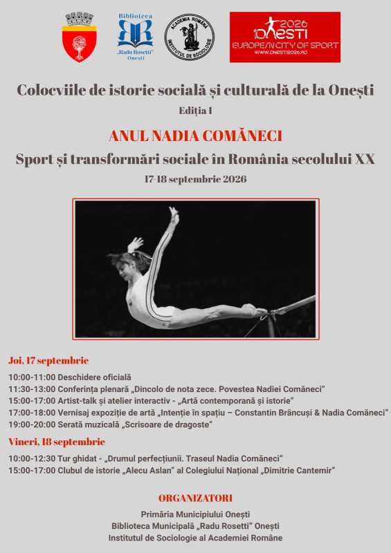 #AnulNadia/Bacău: Prima ediție a colocviului ‘Anul Nadia Comăneci. Sport și transformări sociale în România secolului XX’