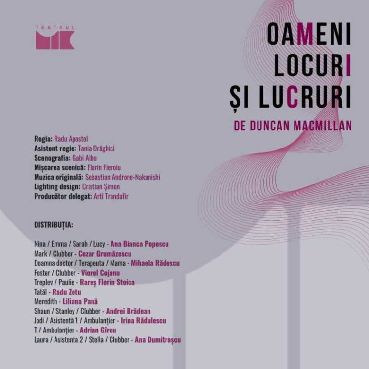 Teatrul Mic deschide stagiunea 2026-2027 cu premiera ”Oameni, locuri și lucruri” de Duncan Macmillan