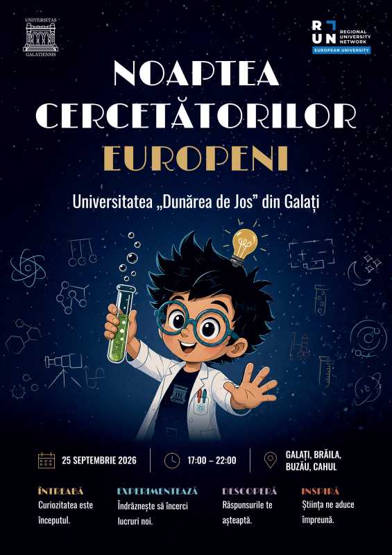 Galați: Peste 25 de ateliere în patru orașe, organizate de Universitatea ‘Dunărea de Jos’ în cadrul Nopții Cercetătorilor Europeni