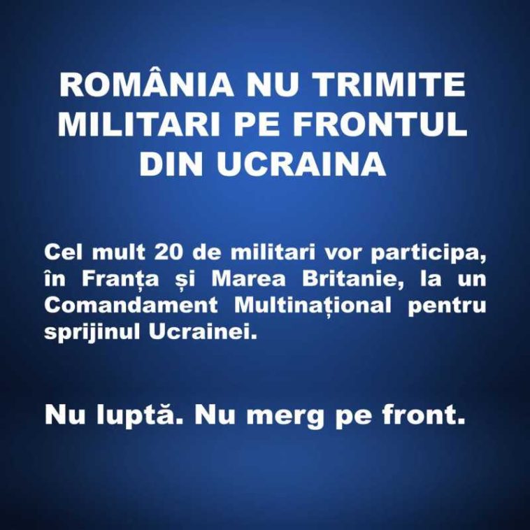 Administrația Prezidențială: România nu trimite trupe combatante în Ucraina; prioritatea este apărarea cetățenilor noștri