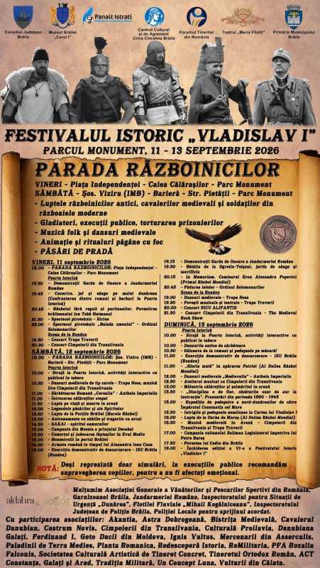 Brăila: Păsări de pradă, în premieră la Festivalul ‘Vladislav I’; două milenii de istorie, reconstituite în trei zile