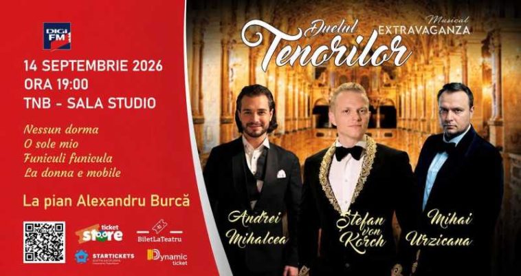 ‘Duelul Tenorilor’, cu tenorul Ștefan von Korch și invitații săi, la Sala Studio a Teatrului Național