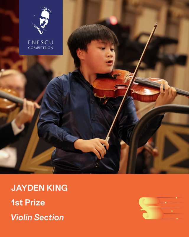 Violonistul american Jayden King a câștigat, la 11 ani, premiul I la Concursul Internațional George Enescu