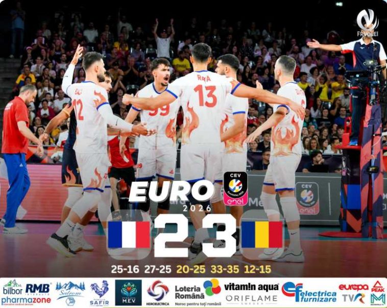 Volei masculin: România a învins campioana olimpică Franța (3-2), la Campionatul European