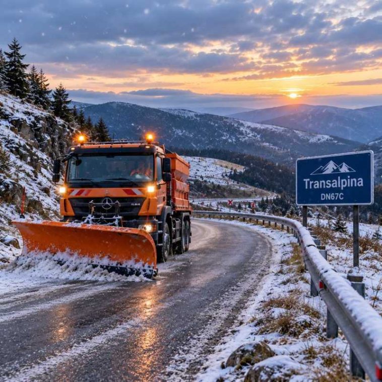 Gorj: Lapoviță și izolat ninsoare pe DN 67C – Transalpina, sectorul cuprins între Rânca și Obârșia Lotrului