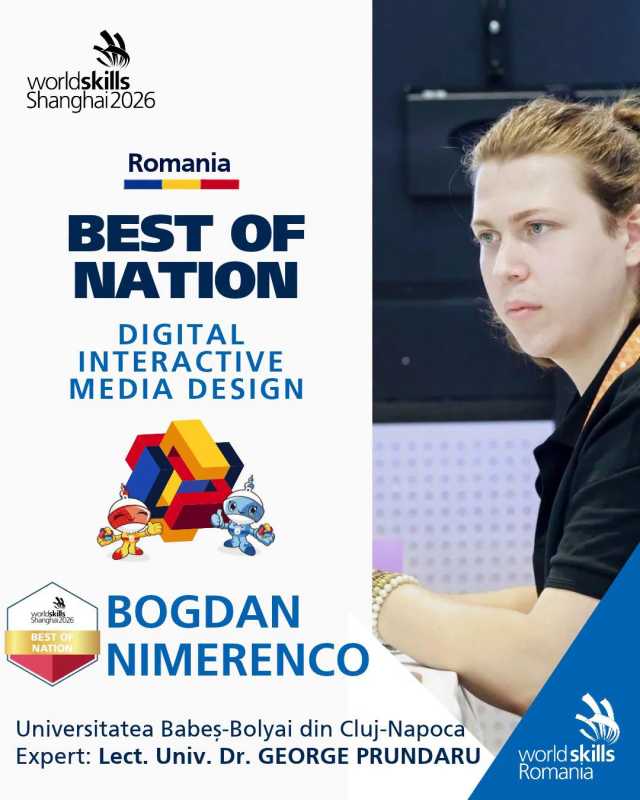 UBB Cluj: Studentul Bogdan Nimerenco, medaliat cu bronz la WorldSkills Shanghai 2026
