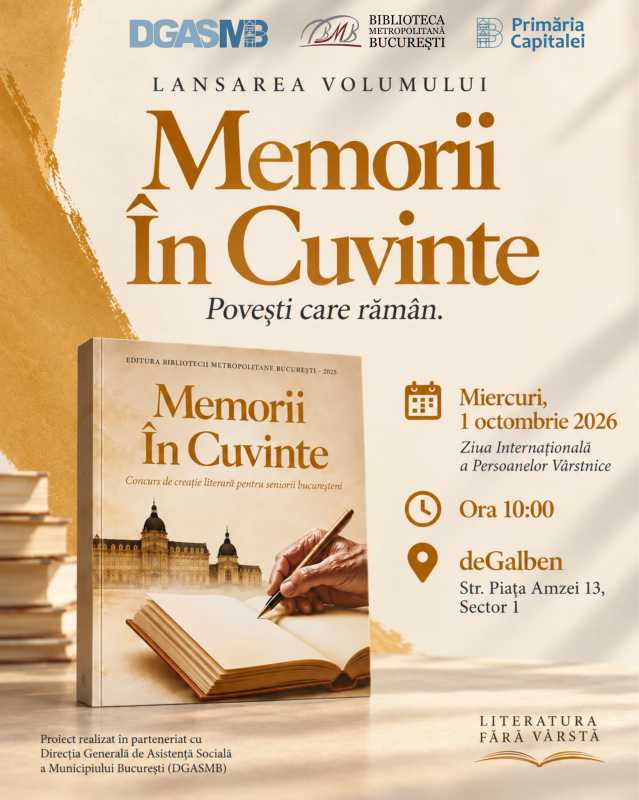 Volumul ‘Memorii în Cuvinte’ – lansat joi la Biblioteca Metropolitană București