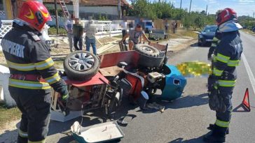 Argeș: O persoană a murit și două au fost rănite în urma coliziunii dintre un autoturism și un motocultor