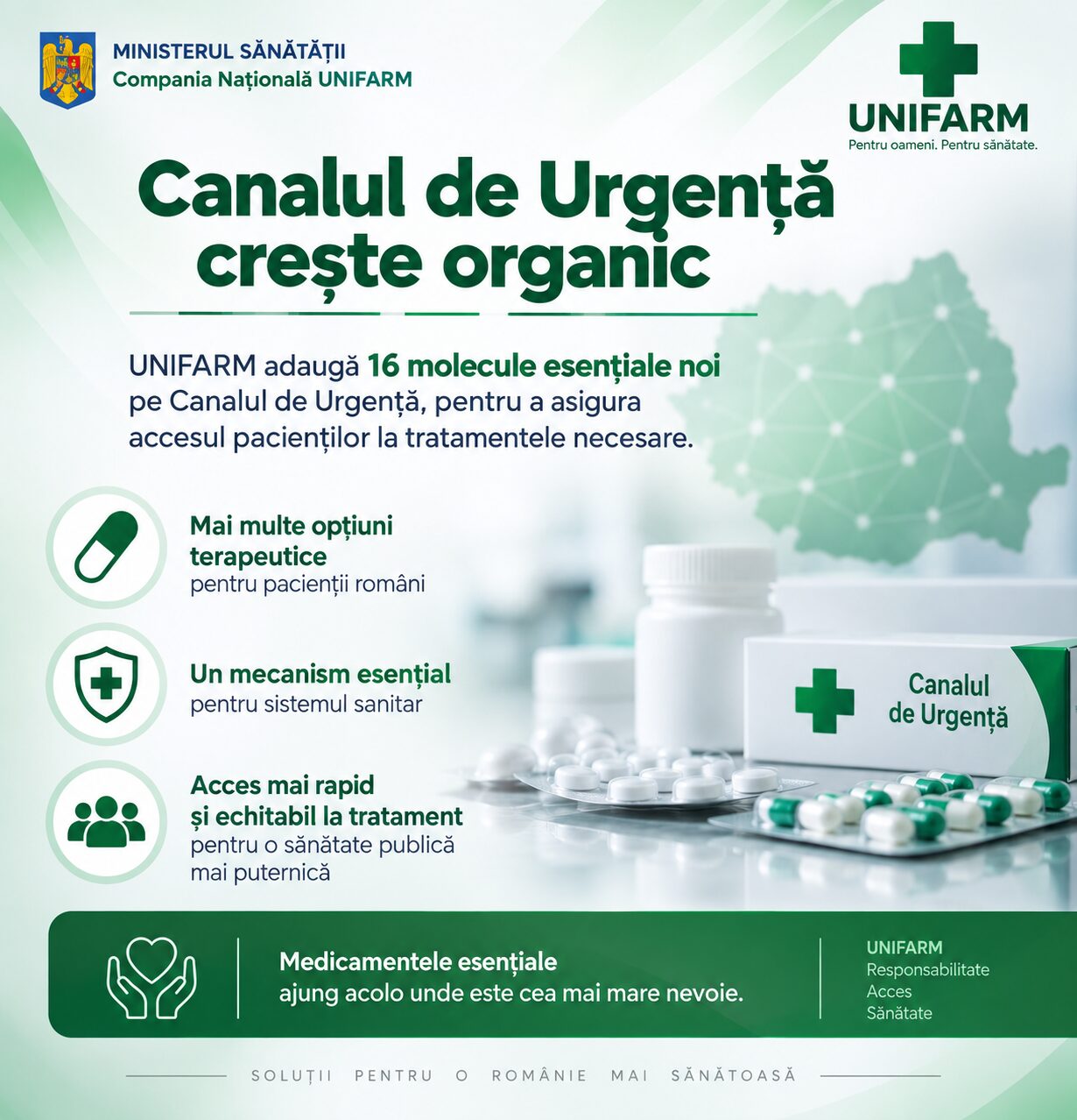 Canalul de Urgență UNIFARM extins cu 16 molecule esențiale pentru accesul pacienților la tratamente