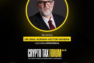 Dr. ing. Adrian-Victor Vevera, directorul general al ICI București, la Crypto Tax Forum 2026 vorbind despre transparență și verificabilitate în soluțiile blockchain intelligence