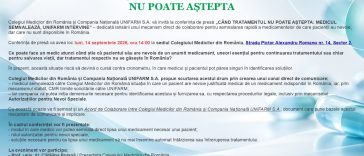 Invitație la conferința UNIFARM și Colegiul Medicilor din România privind mecanismul direct pentru medicamente indisponibile.