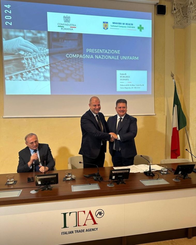 Reprezentanți UNIFARM în cadrul unei întâlniri instituționale dedicate colaborării cu parteneri economici și dezvoltării proiectelor în domeniul sănătății.