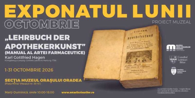 Bihor: Un Manual al artei farmaceutice din 1786, exponatul lunii octombrie la Muzeul Țării Crișurilor