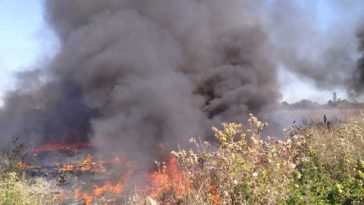 Dâmbovița: Incendiul de la Bălteni a fost lichidat; au ars deșeuri menajere, mase plastice și vegetație uscată