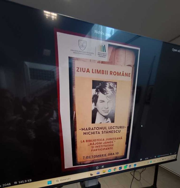 Harghita: Maraton de lectură dedicat lui Nichita Stănescu, organizat de Biblioteca Județeană, de Ziua Limbii Române