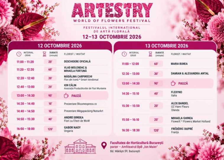 Campioni mondiali ai designului floral, la București, la Artestry World Of Flowers Festival