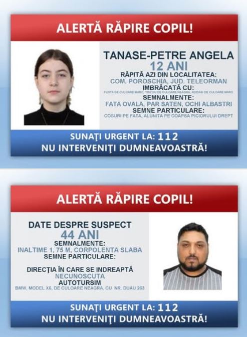 Teleorman: Alertă răpire copil – o fată de 12 ani a fost luată de pe stradă în Poroschia și urcată într-o mașină