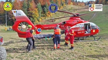 Prahova: Adolescent grav rănit pe un traseu de mountain-bike; a fost preluat de elicopter
