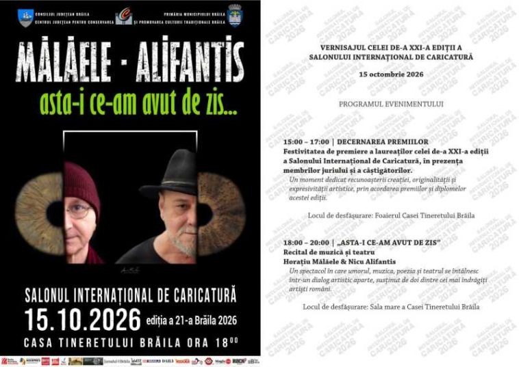 Brăila: Salonul Internațional de Caricatură, cu peste 300 de participanți din 57 de țări, își premiază câștigătorii