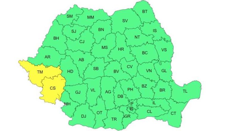 ANM: Județele Caraș-Severin și Timiș, sub Cod galben de vânt puternic, miercuri și joi