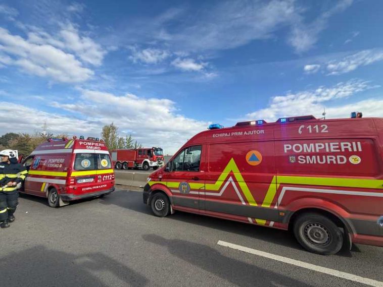 VIDEO UPDATE Accident între un microbuz şi o basculantă, la Buftea; 2 persoane au decedat