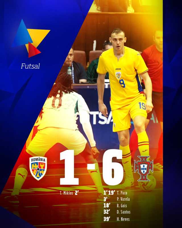 Futsal: România, învinsă de Portugalia cu 6-1, în preliminariile CM 2028