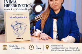 Volumul de poezie ”Inima hiperkinetică”, semnat de Cristina Bogdan, va fi lansat în Austria