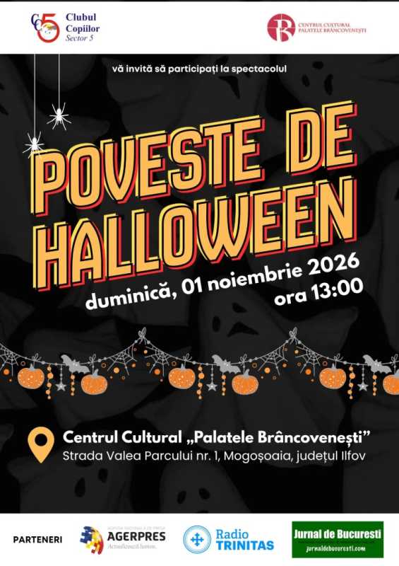 ”Poveste de Halloween” – pe 1 noiembrie, la Palatul Brâncovenesc de la Mogoșoaia