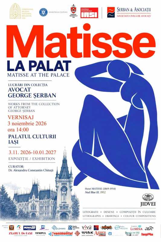 Iași: Picturi și lucrări semnate de Henri Matisse, expuse la Palatul Culturii până în ianuarie 2027