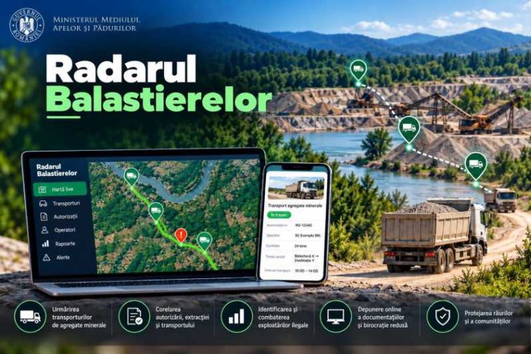 Ministerul Mediului: Aplicația ‘Radarul Balastierelor’ a ajuns în etapa de recepție finală, dar nu poate fi utilizată
