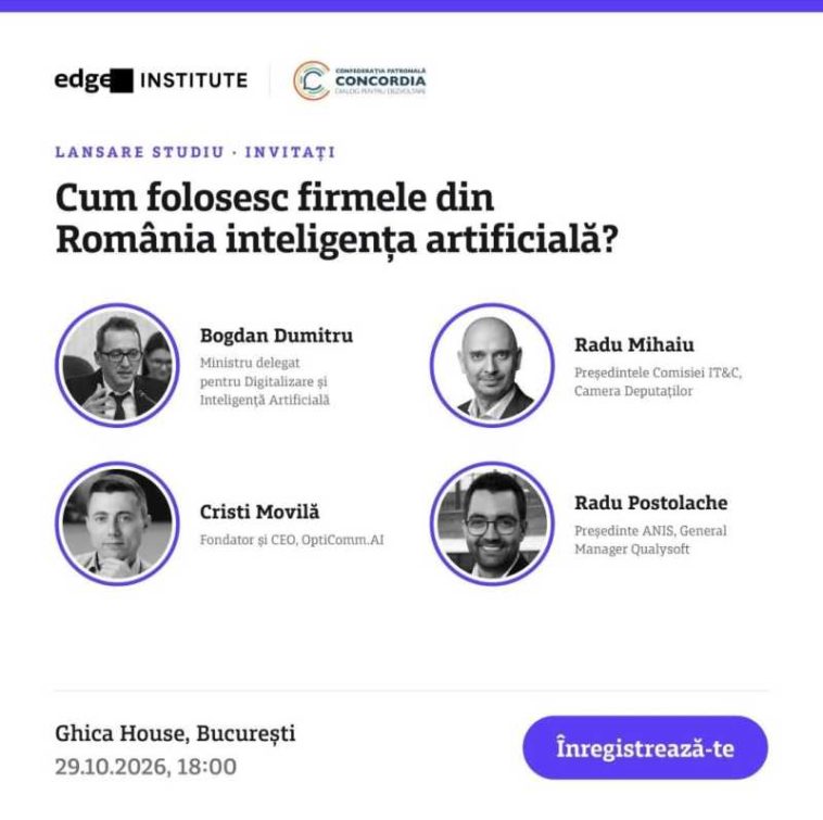 Edge Institute și Confederația Concordia prezintă un studiu despre cum folosesc firmele inteligența artificială