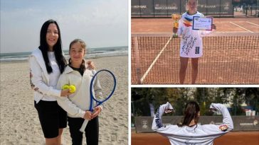 Natalia Maria Dicu alături de Mirela Matichescu și cu trofeul câștigat la Campionatul Național Individual de Seniori