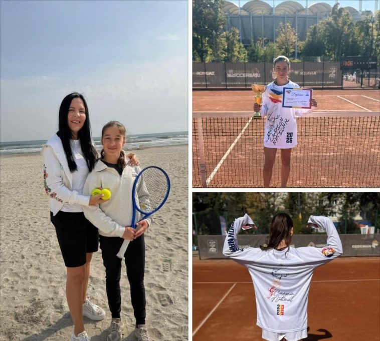 Natalia Maria Dicu alături de Mirela Matichescu și cu trofeul câștigat la Campionatul Național Individual de Seniori